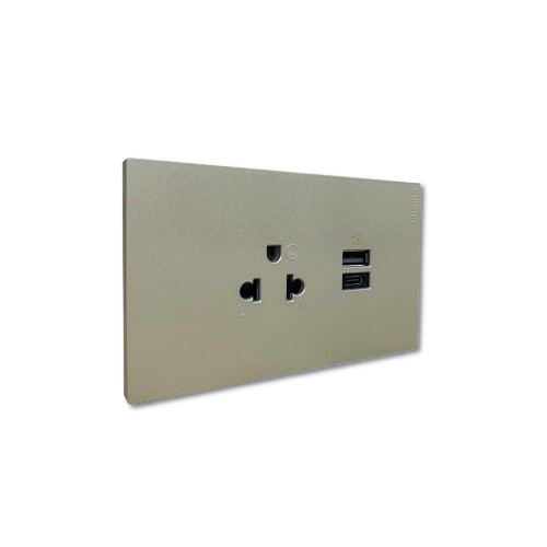 NEXY T ปลั๊กกาวด์ เดี่ยว + USB A+C พร้อมฝาครอบ SQT4126AC เทาไททาเนี่ยม BTICINO - Image 5