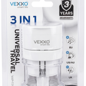 หัวแปลงปลั๊กไฟ VAP-T30B Universal Travel 3in1 10A 2500W สีขาว VOX