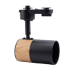 DC-TL-90169B-T-BK-GU10 โคมแทรกไลท์ สีดำ กลมเล็ก ฐานลายไม้