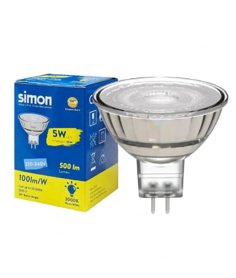 LED MR16 5w w/w 500lm 3000k 220-240v GU5.3 (N62EO-1200) SIMON