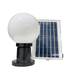 โคมไฟหัวเสา SOLAR 8" 200w กลมขาว +แผงโซล่า NP7018 NPV