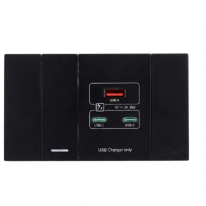 ชุดสวิตซ์ทางเดียว 1 สวิตซ์+USB+Type A+C (สำเร็จ) #910-BK สีดำ ขนาด12x7x15cm. ZB