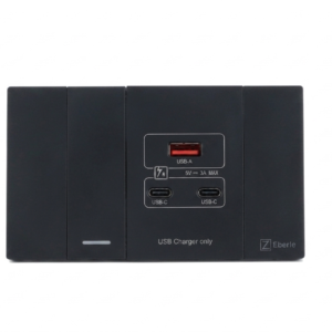 ชุดสวิตซ์ทางเดียว 1 สวิตซ์+USB+Type A+C (สำเร็จ) #910-BK สีดำ ขนาด12x7x15cm. ZB