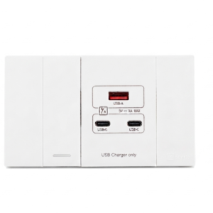 ชุดสวิตซ์ทางเดียว 1 สวิตซ์+USB+Type A+C (สำเร็จ) #910 สีขาว ขนาด12x7x15cm. ZB
