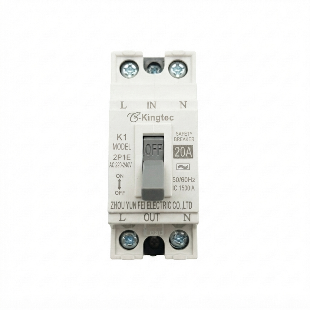 เบรคเกอร์ 2P 20A (ธรรมดา) K1 AC220-240V 50/60Hz Kingtec