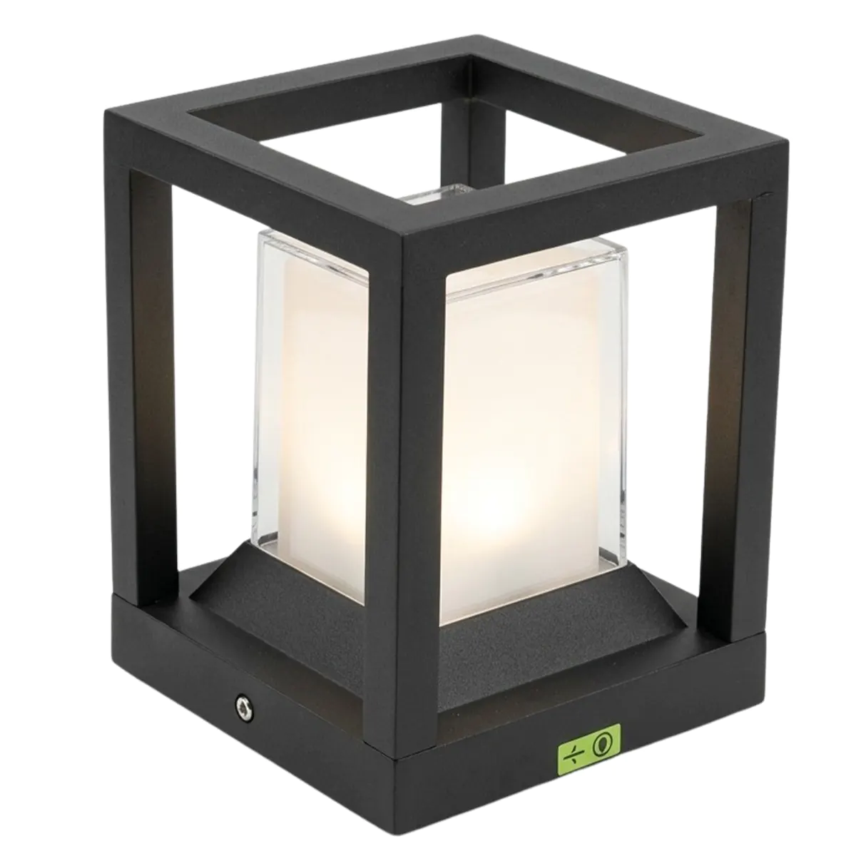 DCI-HD1006-1-BK โคมหัวเสา อลูมิเนียม ดำ โป๊ะอะคริลิค E27 145x190x150mm DC
